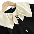 thumbnail image 4 of LYMAYTER Toddler Baby Girls Long Sleeve Dress Bow Collar Elegant Sweet Princess Daily Party Casual Outfit, 4 of 7