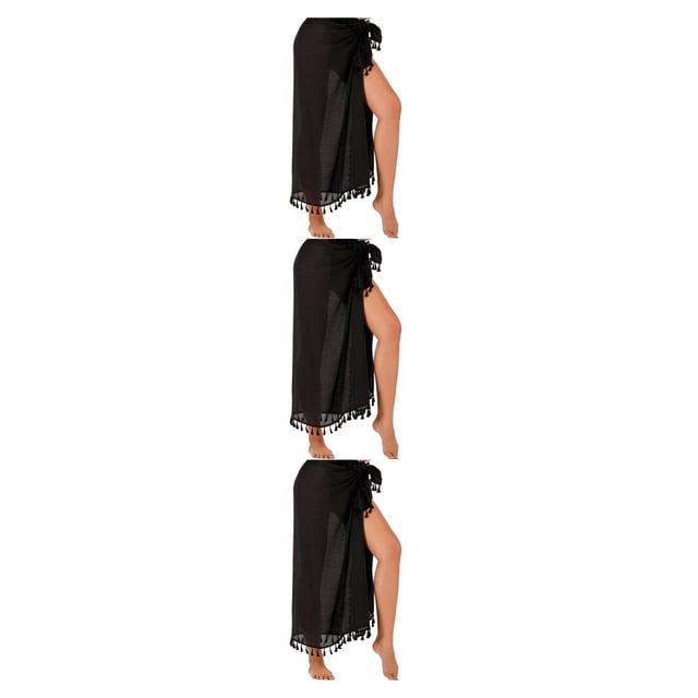 Faldas de playa de verano Sonducket para niñas transpirables bohemias elegantes Largo negro Tamaño libre
