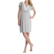 Women Maternity Short Sleeve Pajamas Layered Home Dress Nightgown