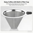 thumbnail image 4 of 13.5OZ Pour-Over Coffee Pot with Heat-Resistant Glass Sharing Jug and Filter Home Coffee Set for Cold Brew and Pour-Over Brewing Milk Tea Pot, Gift for Coffee Lovers, 4 of 7