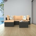 thumbnail image 7 of Phonjoroo 5PCS Patio Furniture Sets All Weather Outdoor Sectional Sofa Manual Weaving Wicker Rattan Outdoor Conversation Set with With Cushion And Glass Table, Khaki, 7 of 7