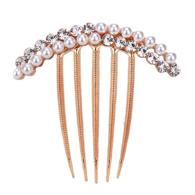 Temacd Hair Clip Golden-plated Faux Pearl Decor Electroplating S