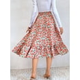 thumbnail image 3 of Gartered High Waist Floral Print Midi Skirt Below Knee Length, 3 of 3