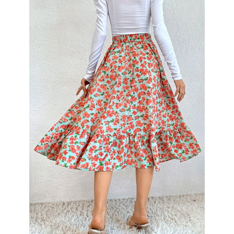 Patterned mid length skirts discount