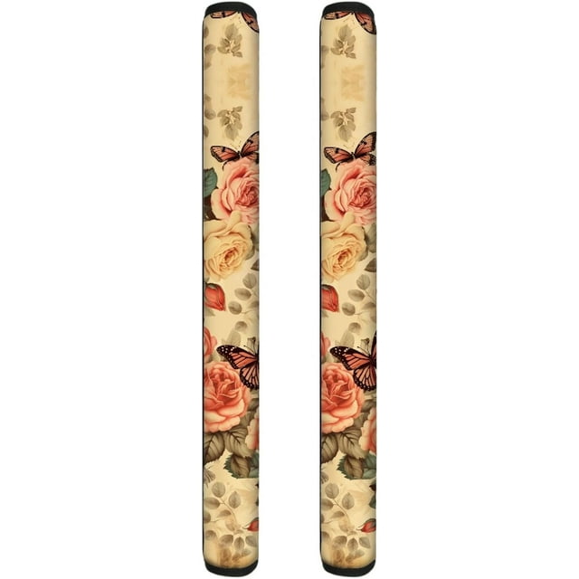 NETILGEN Rose Floral Butterfly Refrigerator Door Handle Covers Set of 2 for Valentine's Day, Kitchen Appliance Non-Slip Gloves for Fridge Dishwashers Microwave Home Kitchen Decoration