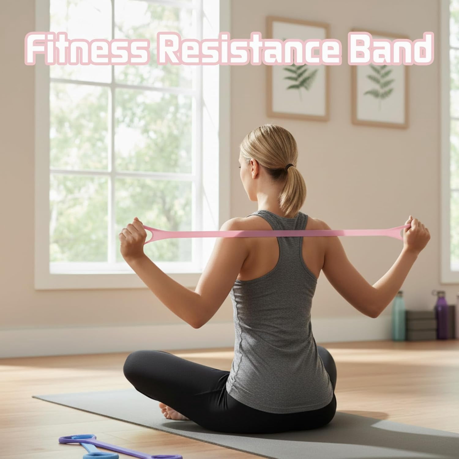 JJEAN-Figure 8 Fitness Resistance Band, Exercise Resistance Bands for Women, Resistance Bands with Handles for Arms, Back, Shoulders, Legs and HIPS Working Out