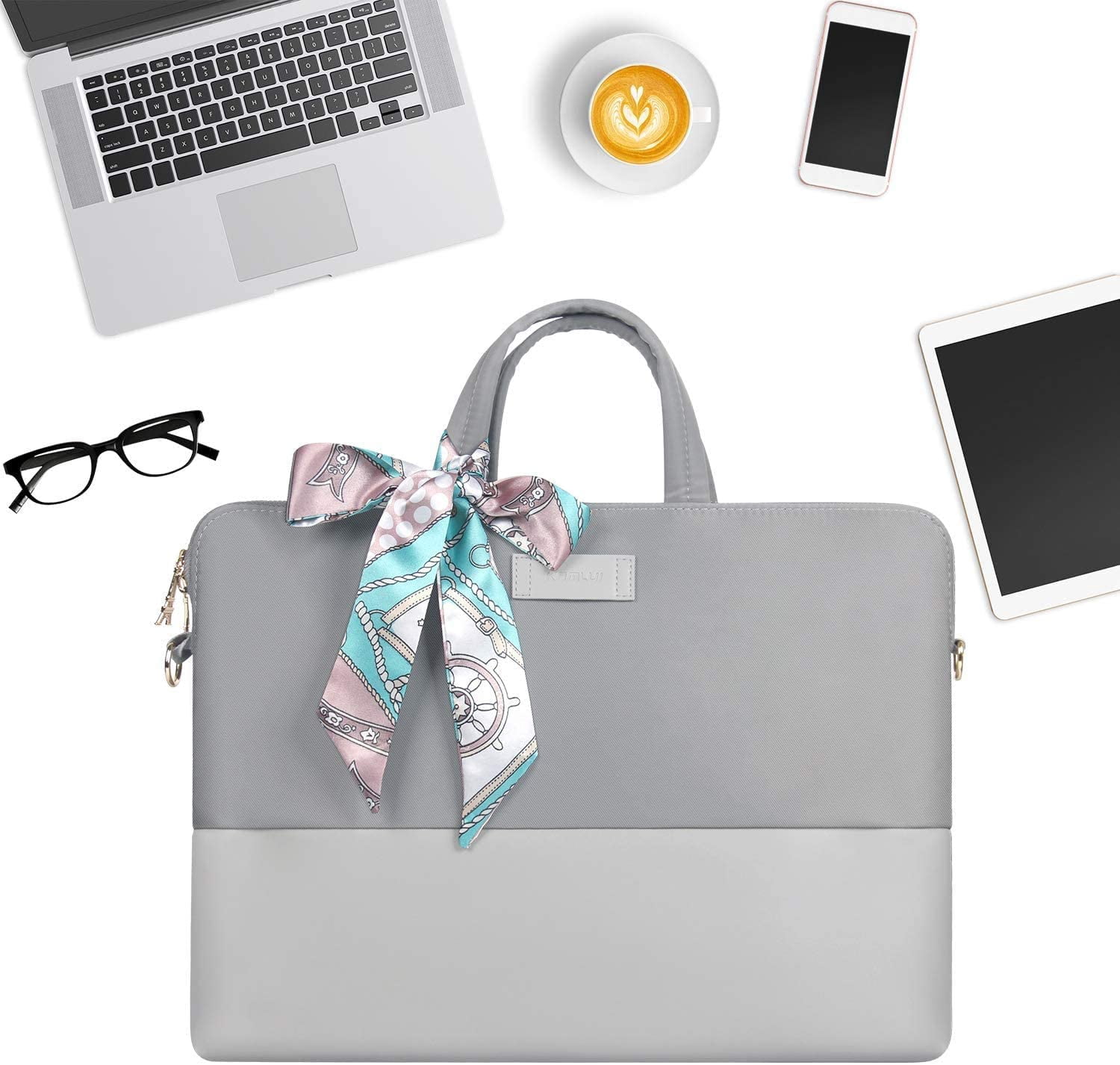 Kamlui 14 Inch Laptop Bag - for Women Carrying Leather Waterproof Computer Briefcase Shoulder Messenger Laptop Sleeve Case for Macbook Pro Air HP Lenovo Dell