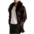 thumbnail image 4 of WXLWZYWL Men's Winter Parka Coat Long Sleeve Turn Collar Faux Fur Coat Jacket Overcoat, 4 of 5