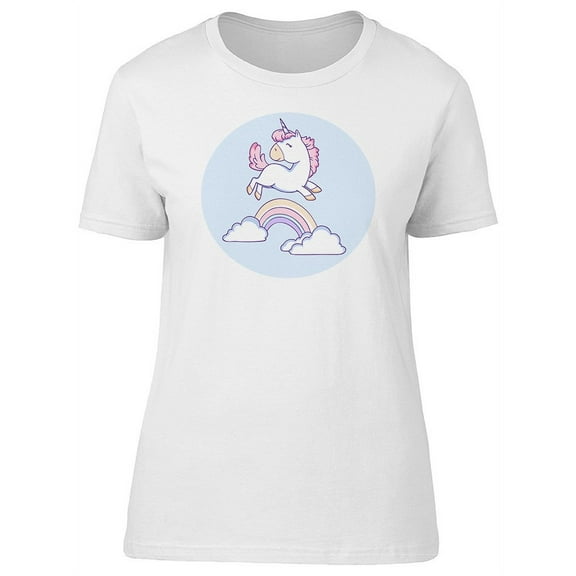 Cute Baby Unicorn And Rainbow T-Shirt Women -Image by Shutterstock, Female Medium