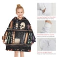 thumbnail image 6 of Black Halloween Skull Book Pattern Blanket Hoodies for Kids 6-13YR Oversize Wearable Blanket Hoodies for Boys Girls Teens, 6 of 7