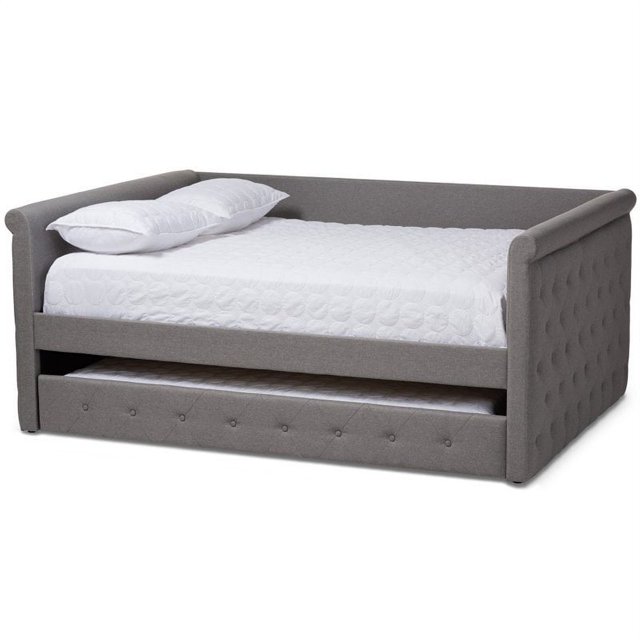 Maddie Home Tissu Moderne Touffeté Lit de Repos avec Gigogne en Gris