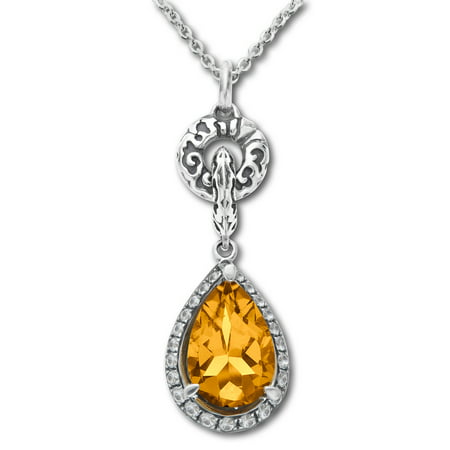 Evert deGraeve 2 3/4 ct Citrine & White Sapphire Pendant Necklace in Sterling Silver