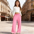 thumbnail image 2 of TOWED22 Girls Sweatpants Teen Girls Baggy Wide Leg Pants Drawstring Joggers Athletic Trousers with Pockets(Pink,11-12 Y), 2 of 4