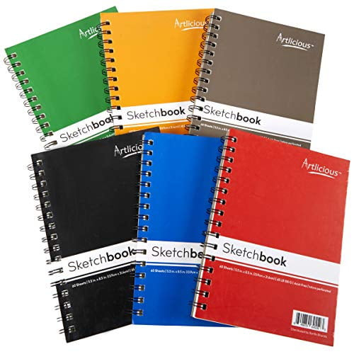 Artlicious 6 Sketch Books Classroom Pack 5.5" x 8.5" 360 Sheets 720