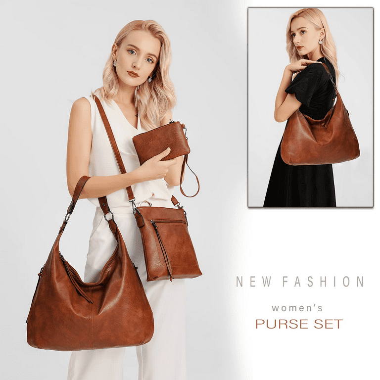 3 Pcs Handbags and Purse for Women Lady Duffle Bag Leather Handbag Shoulder Bag Tote Messenger for Women Girls Christmas Birthday Gifts