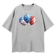thumbnail image 5 of Women's T Shirts 4th of July Patriotic Short Sleeve Summer Independence Day Athletic Blouse Light Gray XL, 5 of 5