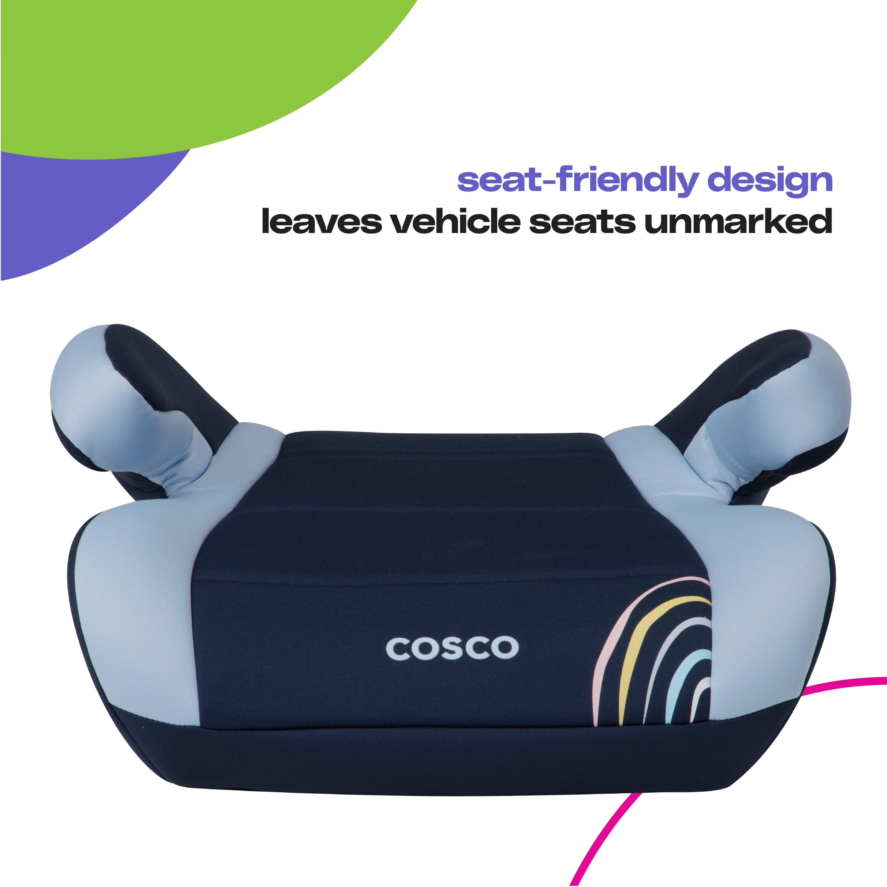 Cosco Kids Topside Booster Car Seat, Rainbow, Toddler, Unisex