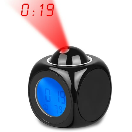 Talking Alarm Systems For Cars Projection Snooze Weather Alarm Clock,LCD Digital Alarm Clock,Voice Talking Temperature Display LED Alarm Clock,3 Mode Time Setting,12H/24H Time System and ℃/℉ Switchable for Temperature ()