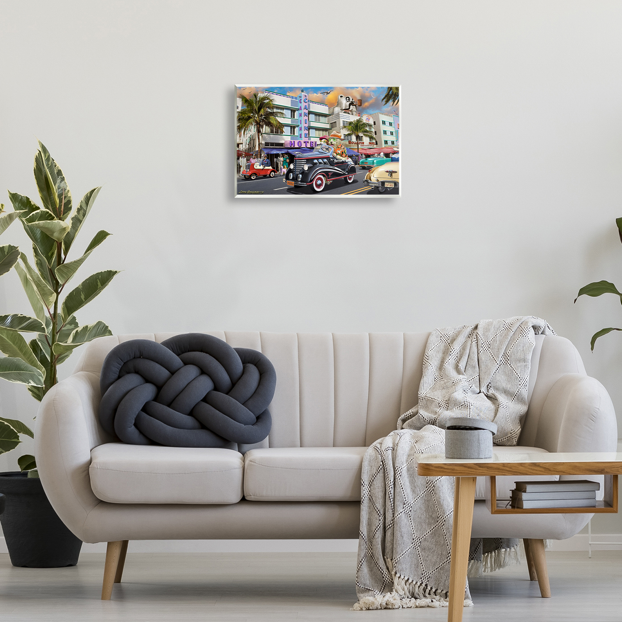 Stupell Industries Dog Days Miami Transportation Painting Unframed Art Print Wall Art, 19 x 13