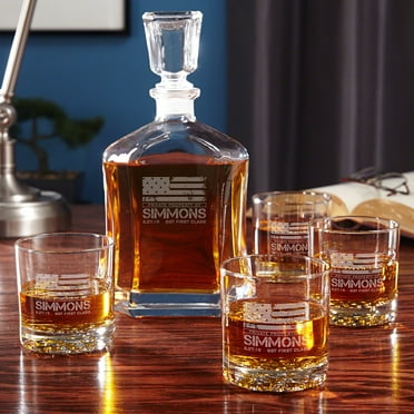 American Heroes Custom Whiskey Decanter Set with Glasses