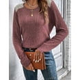 thumbnail image 3 of Womens Tunic Tops Ribbed Knit Long Sleeve Shirts Crewneck Lace Shoulder Elegant Blouses Tee Shermie, 3 of 6