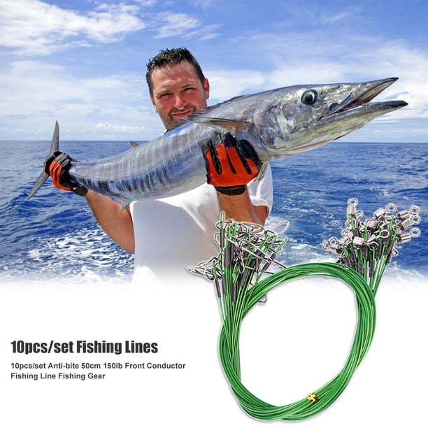 Anti-mordida 50cm 150lb Conductor frontal Línea de pesca Fish Gear Green 10pcs Sywqhk Para Estrenar