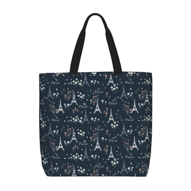 Disketp Romantic Eiffel Tower Bolsa Tote de Lona para Mujer, Bolso de Hombro y Cruzado con Cierre de Cremallera