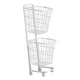 thumbnail image 2 of Cesta de Ropa de 2 Niveles con Dos Compartimentos Cesta de Lavandería para Clasificación Rápida Bolsa Portátil con Ruedas Suaves Estructura Metálica a Blanco, 2 of 8