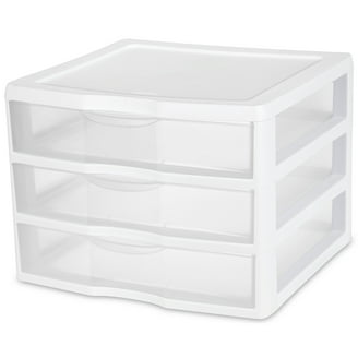HOMZ 2-Pack 1-Drawer Storage Cart - Clear Plastic Drawer, White Frame, 14.25" Wide, Medium Size Organizer