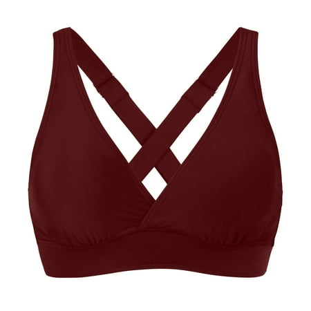 NIEWTR Women s Bikini Top Lace Up Sexy V Neck Swimsuits Crisscross Bathing Suit Swim Sports Bra Padded Twist Front Swim Bra Bikini Tops Swimsuit Gift Bikini Tops OnlyWineXL