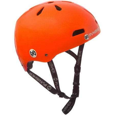 - Punisher Skateboards Premium Youth 13-vent Metallic Flake Neon Orange Dual Safety Certified BMX Bike and Skateboard Helmet, Size Medium