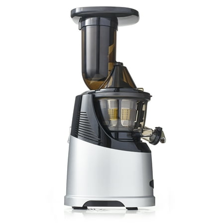 Omega - MegaMouth Vertical Low Speed Juicer with Smart Cap Spout Tap - Silver