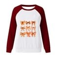 thumbnail image 4 of Rbaofujie Chandails pour Femmes Mode Action de Grâce Décontracté Imprimé Col Rond Ample Manches Longues T-shirt Blouse Rouge Graphique Chandails à Capuchon, 4 of 4