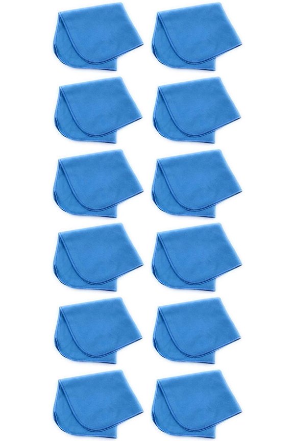Polishing & Cleaning Microfiber Lint Free Cloth Blue Pack of 12 pcs Ideal for Diamonds, Gemstones, Semi-Precious Stones, Watches, Camera Lens Cleaner & Gold, Silver, Platinum Jewellery