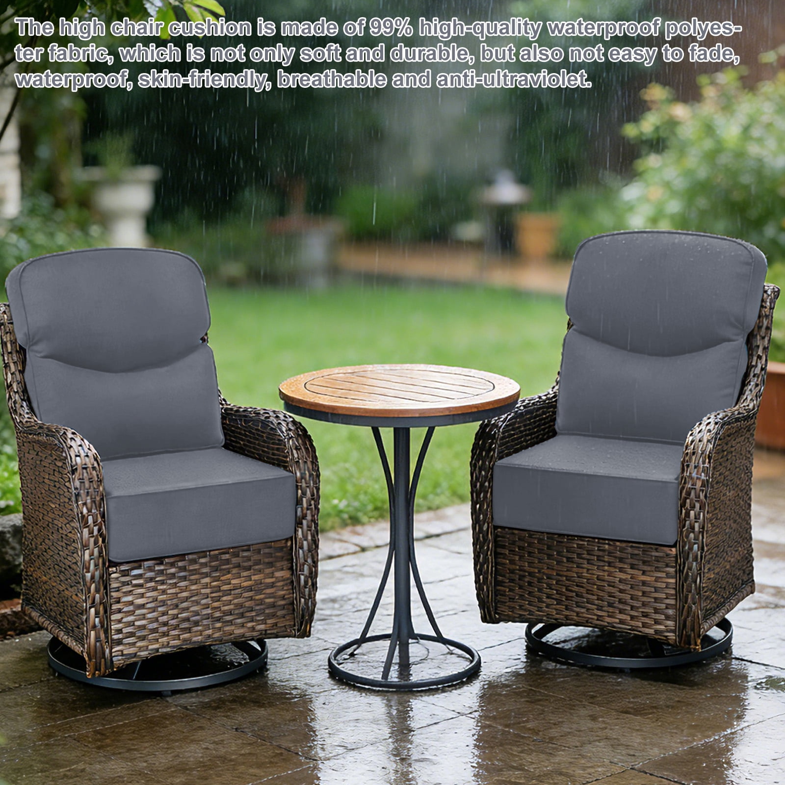 Outdoor Deep Seat Cushion 24 X 24 X 6 in, Patio Rattan Rocker Cushion, Waterproof & Fade Resistant Patio Furniture Cushions for Wicker Chair, Sofa, Couch