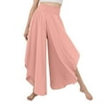 thumbnail image 6 of Wide Leg Pleated Pants Plain Color Casual Fitted Asymmetrical Hem Long Pleated Pants for Women Lady Pink XXL, 6 of 6