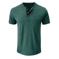 thumbnail image 3 of Mens T -Shirts Color Button Spring Solid Short Sleeved Bottoming Blouse Pocket Blouse Mens Summer Shirts Green XXXL, 3 of 3
