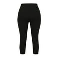 thumbnail image 4 of WIZUTIZ Gym Leggings for Women Capri Oversized Trendy Slimming Keyhole Yoga Cropped Pants Elastic Stretch Mid Rise 3/4 Length Cropped Pants Solid Pants for Teen Girls Joggers Vacation Black, 4 of 5