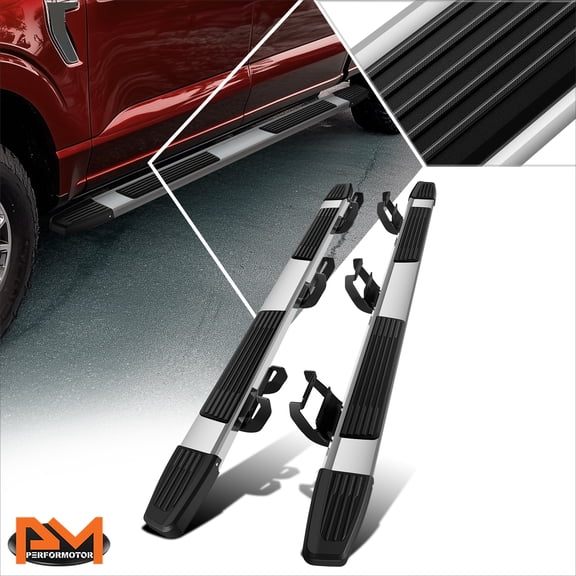 PM PERFORMOTOR for 15-24 Ford F150 Crew Cab 6" Polished Side Step Nerf Bar Flat Running Board