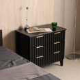 thumbnail image 3 of LAZZO 3-Drawer Nightstand, Tall Fluted Bedside Table with Gold Metal Handles, Storage Table for Bedroom, Black, 3 of 9