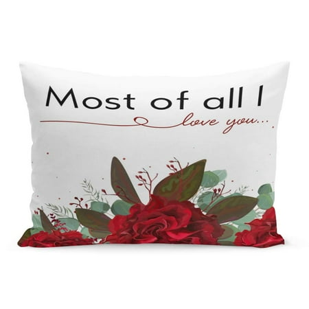 Hard Case Red Flower (ECCOT Floral Garden Red Burgundy Bohemian Rose Flower Seeded Antique Pillowcase Pillow Cover Cushion Case 20x30)