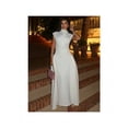 thumbnail image 5 of White Sleeveless High-Neck Fitted Pleated Maxi Dress For Women, 5 of 5