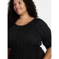 thumbnail image 3 of Terra & Sky Women’s Plus Scoop Neck Maxi Dress with Elbow Length Sleeves, Size 0X-5X, 3 of 4