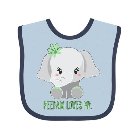 

Inktastic Peepaw Loves Me- Cute Elephant Gift Baby Boy or Baby Girl Bib
