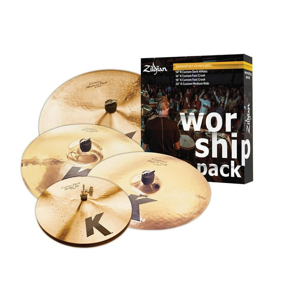 Zildjian K Worship Pack Cymbals 14" Dark Hi Hats 16" 18" Fast Crash & 20" Ride