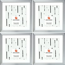 Craig Frames Modern Aesthetics 125, 24x24 inch Picture Frame Matted for a 20x20 Photo, Silver, Set of 4