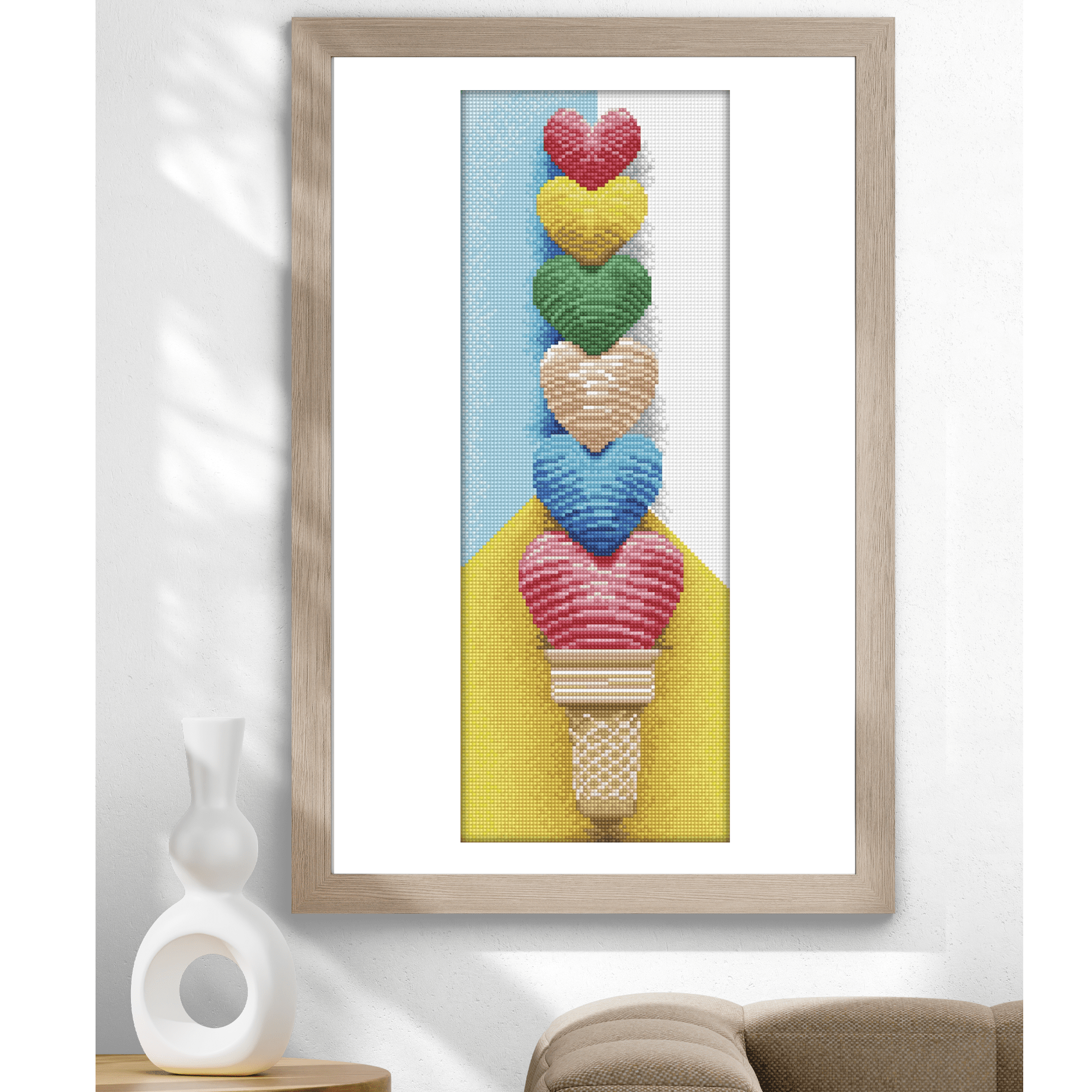 Diamond Dotz Ice Cream Hearts Food  Diamond Painting Kits for Adults - Diamond Art Kits a Relaxing Creative Craft Kit with Dotz Gems 23.6"x8.7"