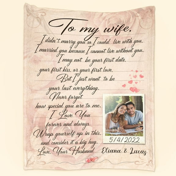 Love Letter To My Wife - Personalized Photo Blanket. personalized valentines gift for her him husband wife boyfriend girlfriend fiancee fiancée bride groom