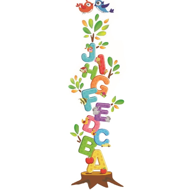 Coofit Height Chart Wall Decal Adhesive Letter Wall Sticker Cartoon Room Decal for Kids