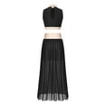 thumbnail image 4 of iiniim Womens Lyrical Dance Costume Sleeveless Crop Top with Side Split Skirt Ballet Dancewear Black M, 4 of 7